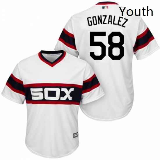 Youth Majestic Chicago White Sox 58 Miguel Gonzalez Replica White 2013 Alternate Home Cool Base MLB Jersey